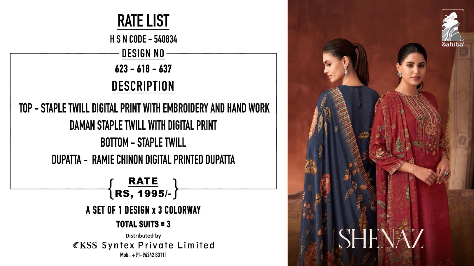 Shenaz By Sahiba Staple Twill Digital Printed Dress Material Wholesale Shop In Surat